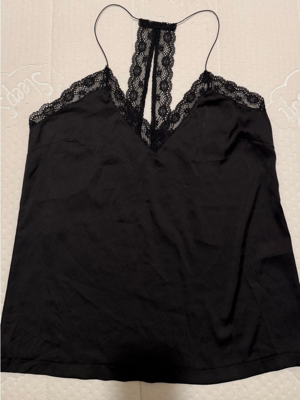 Black Lace-Trim Cami Tank Top size M